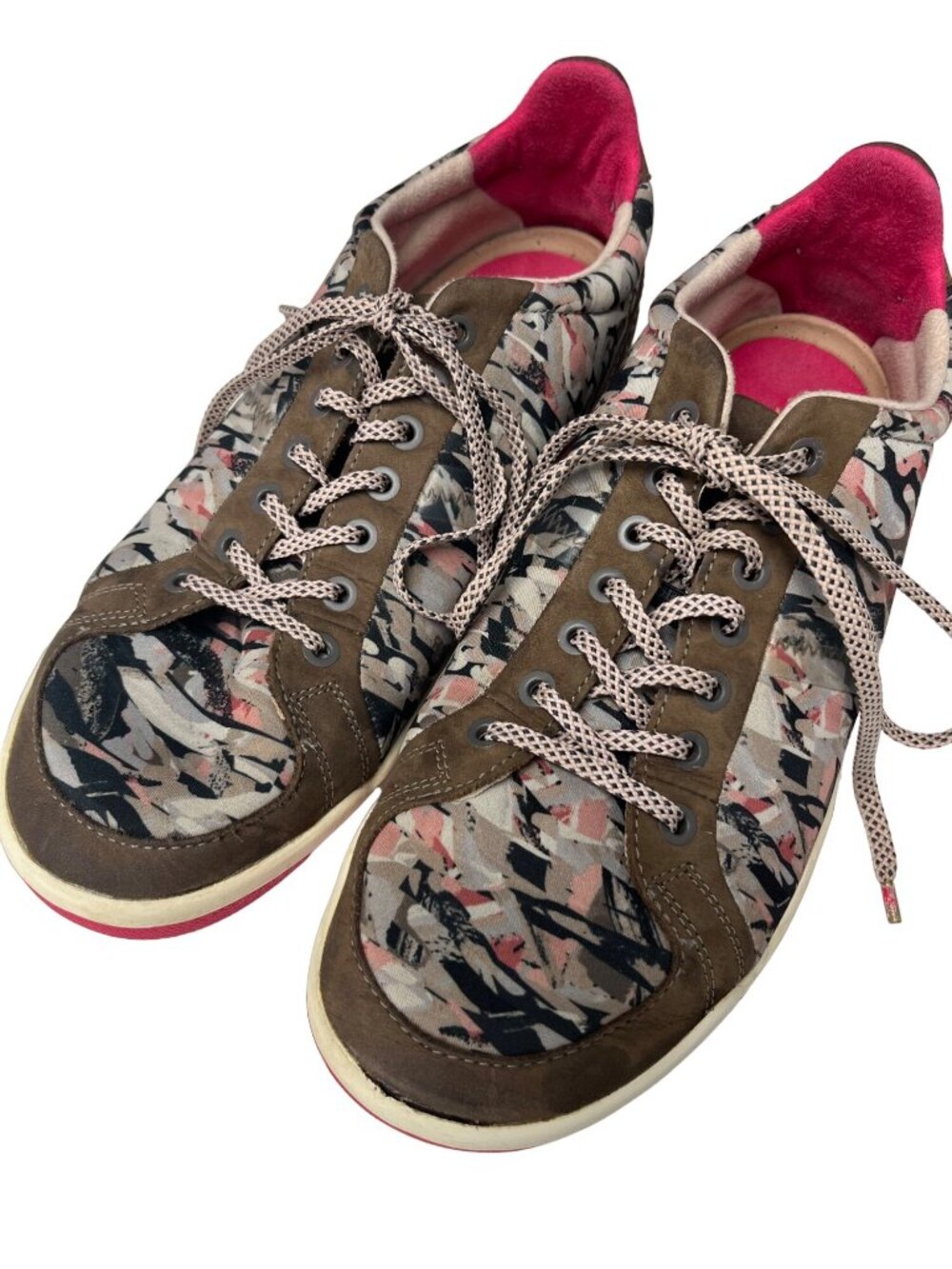 Plae SIZE 8.5 WOMENS Prospect Rose Granite Tie Sneakers Pink Grey Taupe Beige